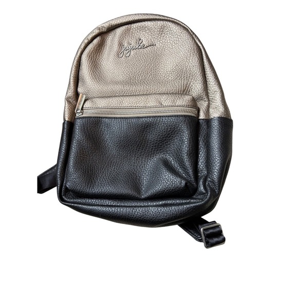 JuJuBe Mini Backpack Convertible Bag Purse Metallic Gold Black Faux Leather - Picture 5 of 8